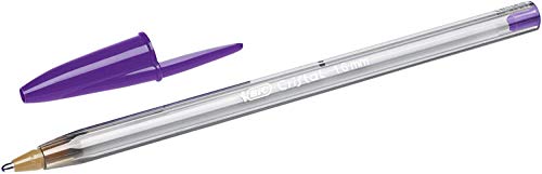 BIC Cristal Fun - Bolígrafos de punta ancha (1.6 mm), Caja de 20 unidades, color morado, rosa, verde lima y turquesa