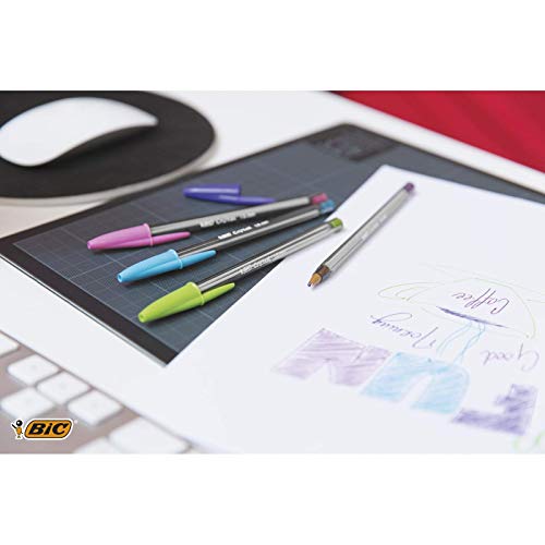 BIC Cristal Multicolour Bolígrafos Punta Ancha (1,6 mm) – Colores Surtidos, Bolsa de 20+7 Unidades, ideal para dibujos y anotaciones