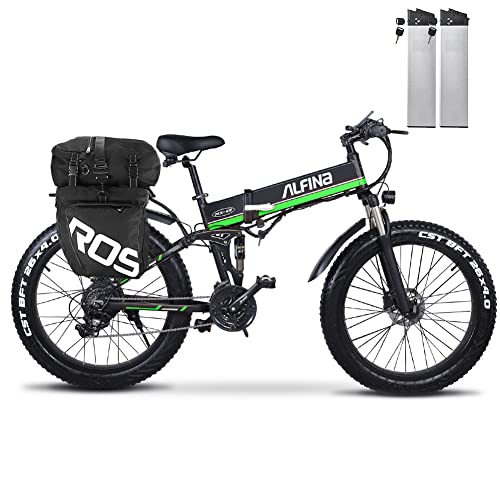 Bicicleta eléctrica ALFINA bicicleta de montaña 1000W26 pulgadas neumático gordo batería de litio plegable playa bicicleta eléctrica moto de nieve adulta mujer / hombre