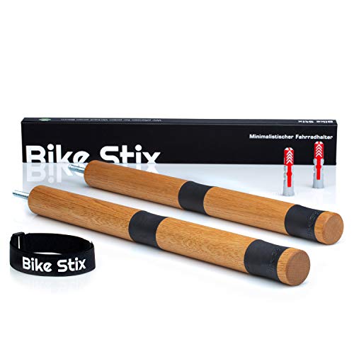 Bike Stix® Soporte de Pared para Bicicleta Hecho de Roble y Cuero: el diseño del Soporte para Bicicleta es Minimalista y Elegante para Bicicletas de Carrera, Bicicletas y MTB