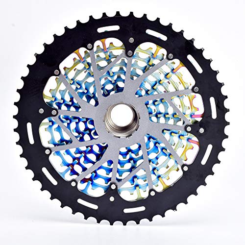 BIKECO MTB 11/12 velocidad Cassette 9-50T gran relación ultra ligera CNC Freewheel Rainbow Full Steel Bicicleta de montaña piñón compatible con XX1 Eagle XD (12 velocidades 9-50T)