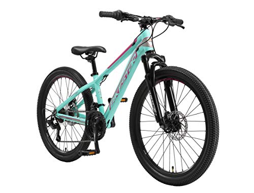 BIKESTAR Bicicleta de montaña de Aluminio Bicicleta Juvenil 24 Pulgadas de  10 a 13 años, Cambio Shimano de 21 velocidades, Freno de Disco, Horquilla  de suspensión