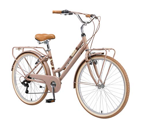 BIKESTAR Bicicleta de Paseo Aluminio Rueda de 28" Pulgadas | Bici de Cuidad Urbana 7 Velocidades Vintage para Mujeres | Marrón