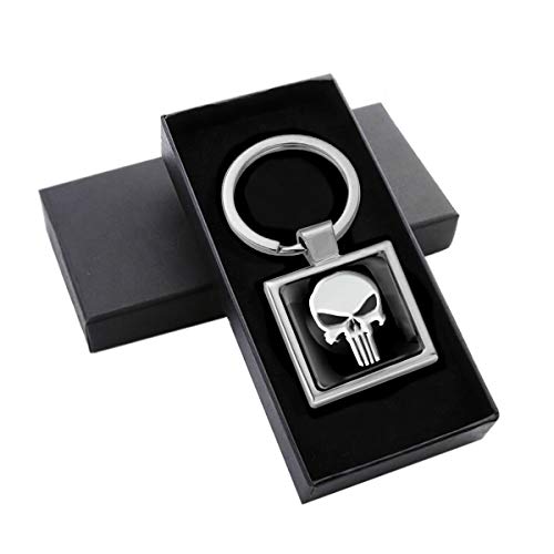 Biomar Labs® Llavero con Caja de Regalo de Metal en 3D para Hombres y Mujeres Punisher Skull Cráneo Calavera KK 291