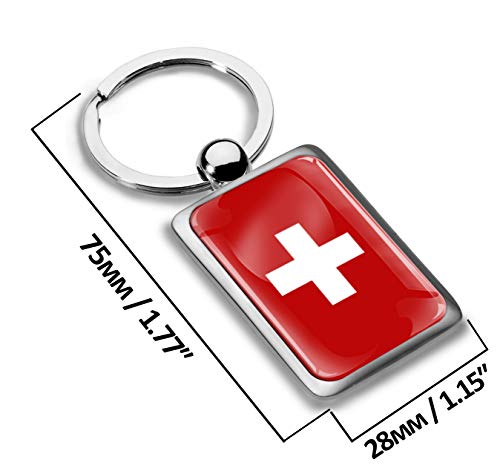 Biomar Labs® Llavero de Regalo 3D Metal, Diseño de Bandera Suiza Switzerland Swiss Flag KK 240