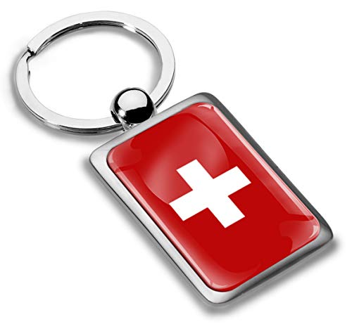 Biomar Labs® Llavero de Regalo 3D Metal, Diseño de Bandera Suiza Switzerland Swiss Flag KK 240