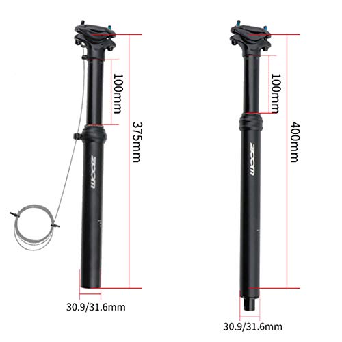 BMDHA Tijas Tija de sillín de Bicicleta, Tija telescópica Aleación de Aluminio30.9/31.6mm hidráulico de Control por Cable Ajuste de enrutamiento y Externa Interna del Tubo del Asiento,30.9 * 375mm