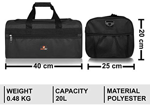 Bolsa de Viaje Pequeña - 2º Artículo de Equipaje de Mano en Ryanair - Bolsas de Viaje Fabricada con el Tamaño Exacto de 40 x 25 x 20 cm - Bolso de Cabina - Super Ligero 0,4 kg RL59K (Negro)