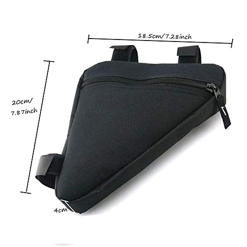 Bolsa Triangular de Bicicleta, Bolsas Bicicleta Cuadro, Bolsa para Tubo Frontal de Bicicleta, Impermeable, Tela OxfordBolsa Triangular de Gran Capacidad para Bicis MTB Bici de Carretera (Negro)