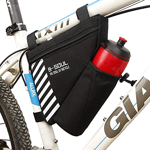 Bolso Triángulo De Bicicleta,Bolsa Triangular De Bicicleta Impermeable Bolsa Bicicleta Montaña Bolsa De Marco De Tubo Delantero De Bicicleta para Bicis MTB Bici De Carretera (Negro, 20.5 * 18 * 5 cm)