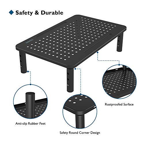 BONTEC Soporte de Monitor PC Ergonómico Levantador de Soporte para Ordenador Portátil de Metal de Calidad Altura Ajustable para Ordenador Portátil, Computadora, iMac, PC, Impresora de hasta 20 kg