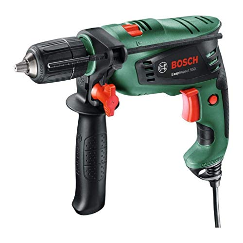 Bosch EasyImpact 550 - Taladro percutor (550 W, empuñadura adicional, tope de profundidad, maletín)