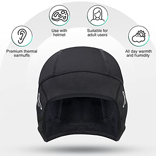 BRGOOD Gorro Ciclismo, Gorro Ciclismo Bajo Casco, Forro a Prueba de Viento Gorro Running Invierno para Hombre, Gorros Deporte al Aire Libre Térmico de Ciclistas, Apto para Cascos, Moto, Esquí (Gris)