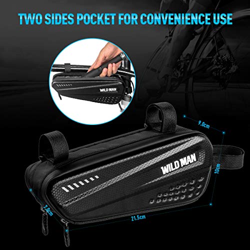 BTNEEU Bolsa Bicicleta Cuadro Impermeable Bolsa Triangular Bicicleta Capacidad 1,2L, Bolsa de Cuadro de Tubo Superior de Bicicleta Bolsa Bici Cuadro para Bicicleta de Carretera Montaña (Negro)