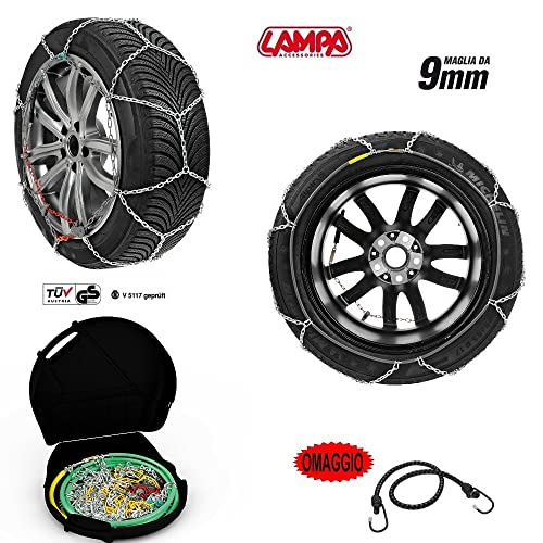 Cadenas DE Nieve 275/35-18 Grosor DE LA LLANTA 18" (20) Pareja Cadena 9MM LAMPA para Coche Malla COMPACTA para NEUMÁTICOS Llantas Llantas Carretera Emergencia Coches TUV Aprobado Austria