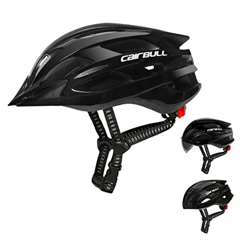 Cairbull Casco, Unisex Adulto Casco de Ciclismo Equipado con luz LED/Visera/Gafas de Sol