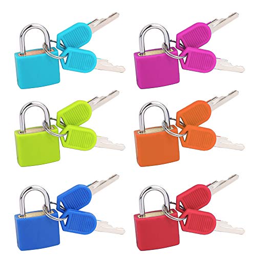 Candado Colores con Llave, 6 Piezas Pequeño Cerraduras de Equipaje para Mochilas, Armarios, Archivadores, Equipaje y Maleta Viaje (6 Colores)