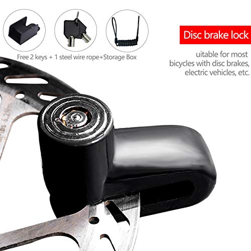 Candado Patinete Eléctrico, Cadena Antirrobo Moto, Candado Moto, Accesorios Patinete Electrico, Candado Disco Moto para Xiaomi Mijia M365 Ruedas de Bicicleta Armario con Cuerda de Recordatorio