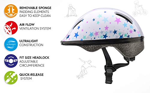 Casco Bicicleta Bebe Helmet Bici Ciclismo para Niño - Cascos para Infantil Bici Helmet para Patinete Ciclismo Montaña BMX Carretera Skate Patines monopatines (S 48-52 cm, Stars)