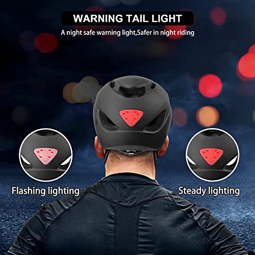 Casco Bicicleta, KINGLEAD Casco Bicicleta Hombre Mujer con luz LED y Correas de Reflectantes Casco Bicicleta Adultos para Ciudad Casco para Ciclistas Casco de Bici de Carretera con Visera