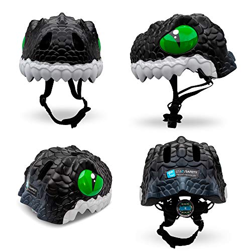 Casco de Bici para niños | Casco de Bici para niños y niñas pequeños, niños y niñas patinetes eléctricos, triciclos, Skateboarding y bicis | Casco Ciclismo Animales niño (Black Dragon)