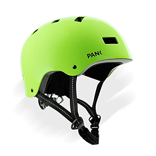 Casco de Bici para niños de 6-12 años. Homologado CE. Casco de Patinete, Casco de Skate. Máxima protección, Ajustable, Ligero y cómodo (Verde)