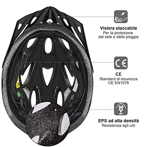 Casco de bicicleta, casco de bicicleta con visera solar para hombre y mujer jóvenes para BMX, monopatín, MTB, bicicleta de carretera ajustable, talla 57-62 cm