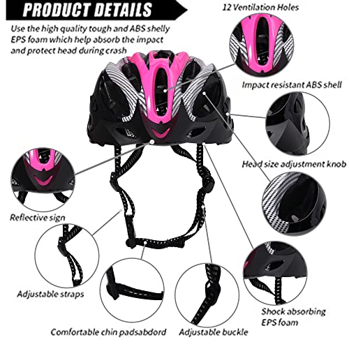 Casco de Bicicleta de Montaña, Casco de Bicicleta para Adultos Casco Ajustable con Visera Extraíble Casco de Bicicleta MTB City Specialized para Bicicleta de Montaña y para Hombres y Mujeres Rosa