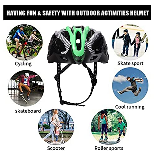 Casco de Bicicleta de Montaña, Casco de Bicicleta para Adultos Casco Ajustable con Visera Extraíble Casco de Bicicleta MTB City Specialized para Bicicleta de Montaña y para Hombres y Mujeres Verde