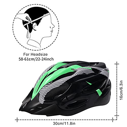 Casco de Bicicleta de Montaña, Casco de Bicicleta para Adultos Casco Ajustable con Visera Extraíble Casco de Bicicleta MTB City Specialized para Bicicleta de Montaña y para Hombres y Mujeres Verde