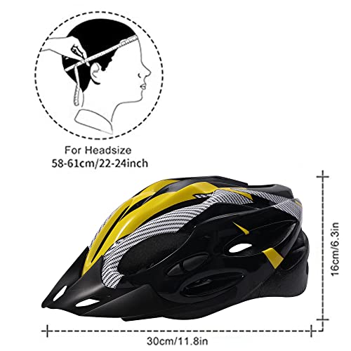 Casco de Bicicleta de Montaña, Casco de Bicicleta para Adultos Casco Ajustable con Visera Extraíble Casco de Bicicleta MTB City Specialized para Bicicleta de Montaña y para Hombres y Mujeres Amarillo