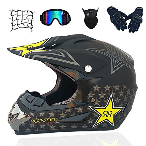 Casco de Descenso para jóvenes Adultos Regalos Gafas máscara Guantes Bolsillo Neto BMX MTB ATV Bicicleta Carrera Integral Integral Casco,A,M