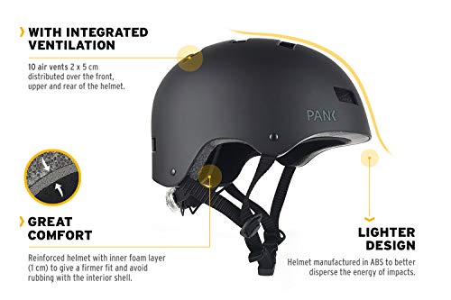 Casco de Patinete eléctrico Adulto homologado CE, Bicicleta Urbana, Skateboard y Patines. Luz led Posterior. Ajustable, Resistente, Ligero y cómodo.