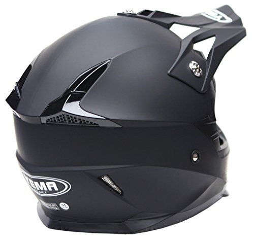 Casco Motocross Eduro ECE Homologado - YEMA YM-915 Casco de Moto Cross Integral para Mujer Hombre Adultos-Negro-M