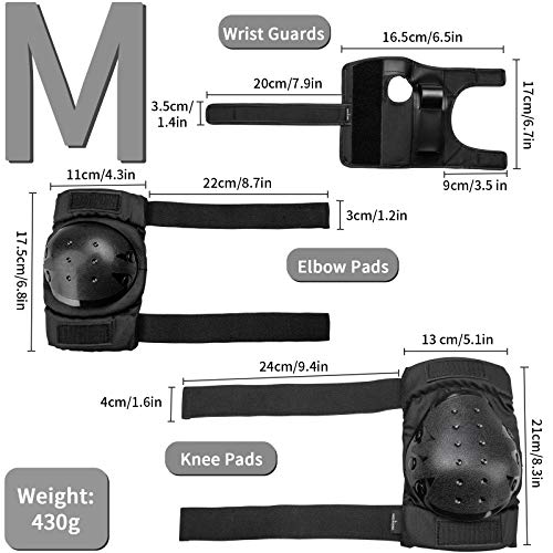 Casco y Equipo de protección, Automoness Equipo de protección de tamaño Ajustable, con Rodilleras, Coderas para Deportes múltiples como Ciclismo, Skate, esquí, Patinaje