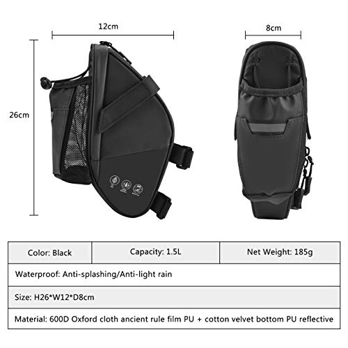 CCKOLE Alforjas para sillín de bicicleta, impermeables, para bicicleta de montaña, de carreras, con bolsillo para botella de agua (1,5 L)