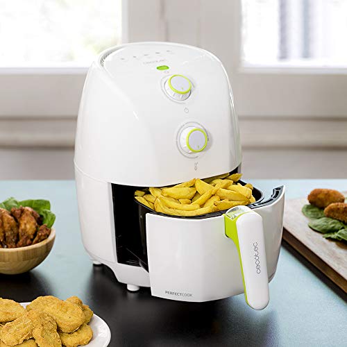 Cecotec Cecofry Compact Rapid White Oil Free Hot Air Fryer. 900 W, Dietetico, Capacità 400 gr, Temperatura 200ºC, Tempo regolabile, Include libro di cucina