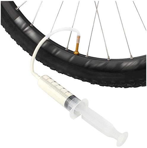 CeraBike Jeringa Inyector + Tubo Adaptable válvulas Presta y Schrader + Sonda comprobación liquido Interior neumático