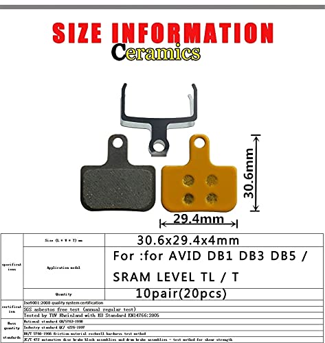 (CERAMICAS) 2 Pares de Pastillas para AVID Elixir y DB SRAM Level TL y T/Sram Force eTap AXS Pastillas de Freno Almohadillas de Disco de Bicicleta cerámicas Freno Bicicleta montaña