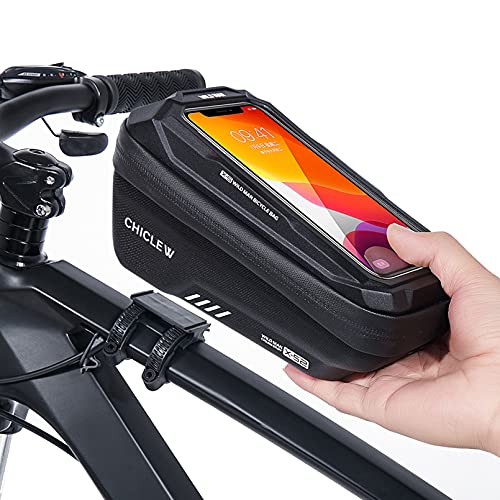 CHICLEW Bolsa Bicicleta, Accesorios Bicicleta Impermeable Soporte Móvil Bicicleta con Ventana de Pantalla Táctil y Cubierta a Prueba de Lluvia, para Teléfono Inteligente por Debajo de 6,7 Pulgadas