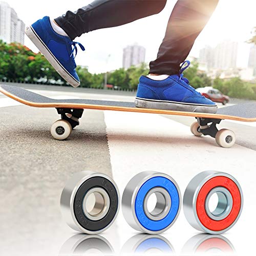 CHIFOOM Cojinetes de Bolas de Ranura Profunda 30pcs 608RS Rodamientos de Skate sin Fricción en M Iniatura Longboard Rodillo Hecho de Acero al Carbono Scooter para Patines en Línea 40 * ABEC-9