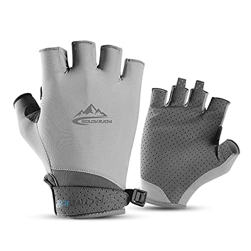 Ciclismo Guantes de Bicicleta Transpirables Antideslizantes para Bicicleta Hombres Mujeres Guantes Cortos de Bicicleta de Verano Guantes de Medio Dedo para Bicicleta de montaña - Gris, S