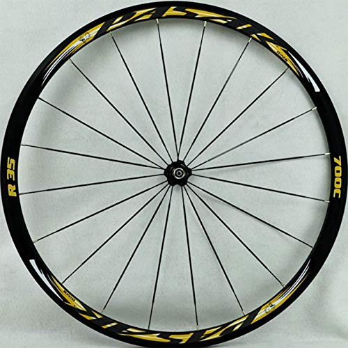 Ciclismo Wheels 700c,4 Cojinetes Freno C Freno V Volante de 7/8/9/10/11/12 Velocidades Liberación Rápida Carretera Bicicleta Rueda (Color : Yellow, Size : 700C)