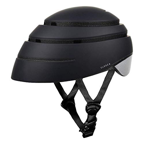 Closca Casco de Bicicleta para Adulto, Plegable Helmet Loop. Casco de Bici y Patinete Eléctrico/Scooter para Mujer y Hombre Unisex. Negro/Reflectante, Talla L