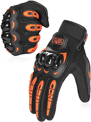 COFIT Guantes de Motos, Guantes de Pantalla Táctil Full Touch para Carreras de Motos, MTB, Escalada, Senderismo y Otros Deportes al Aire Libre - Naranja L