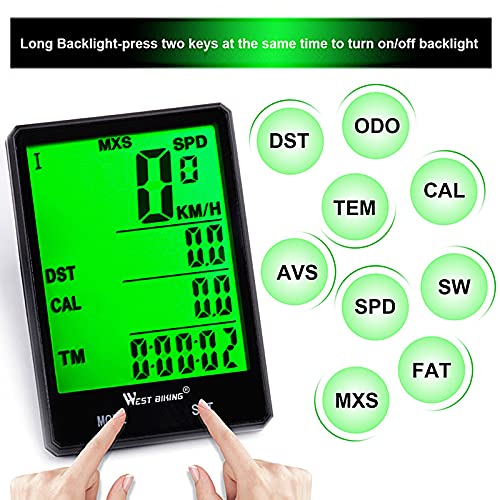 Computadora para Bicicleta | Cuentakilómetros para Bicicleta Inalámbricas Velocímetro de Bicicleta | Impermeable IPX6 | Pantalla LCD de 2.8" | Ciclocomputador inteligente Universal de 21 Funciones