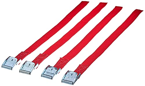 Cora 1068270 - Juego de 4 Correas de Repuesto con Hebilla metálica para la fijación de Las Ruedas a los portabicicletas, Color Rojo, 38 cm, Juego de 4