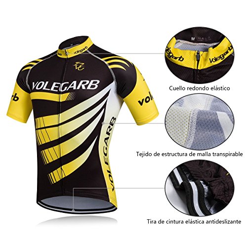 Cornasee Ropa Ciclismo Verano para Hombre Ciclismo Maillot y Culotte Pantalones Cortos (Amarillo,M)