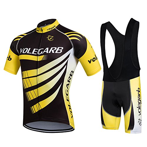 Cornasee Ropa Ciclismo Verano para Hombre Ciclismo Maillot y Culotte Pantalones Cortos (Amarillo,M)