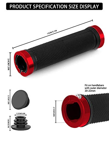 CYchen Puños Bicicleta Ergonomicos Silicona Manillar Espuma Bicis Manillares Manguitos con Fixie Atornillables y Tapones, para Bici de Montaña MTB BMX Scooter (Rojo)